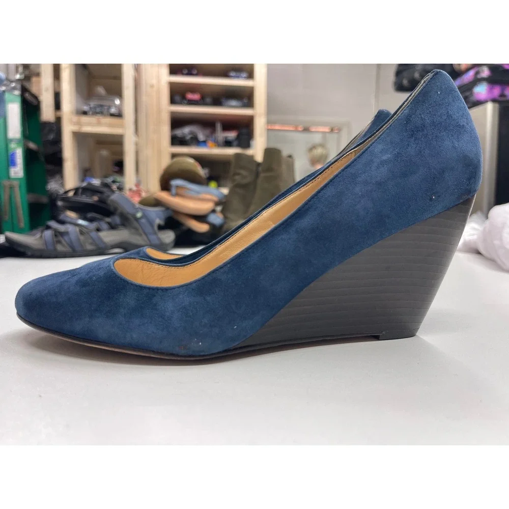 Cole Haan Nike Air Blue Suede Wedge Pumps Shoes Womens 9.5 B D40826
